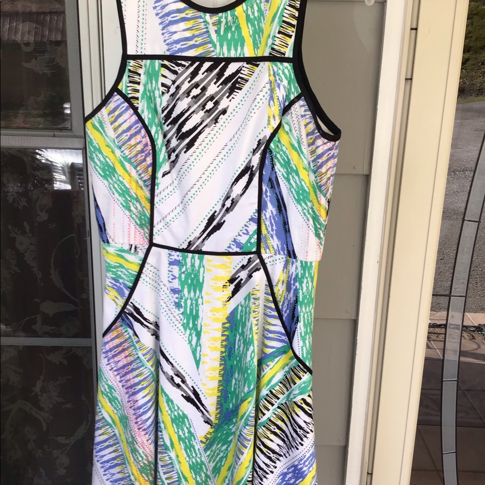 Shoshanna 97% Cotton Flare Size 6 Dress Lined Sleeveless Multicolors ￼